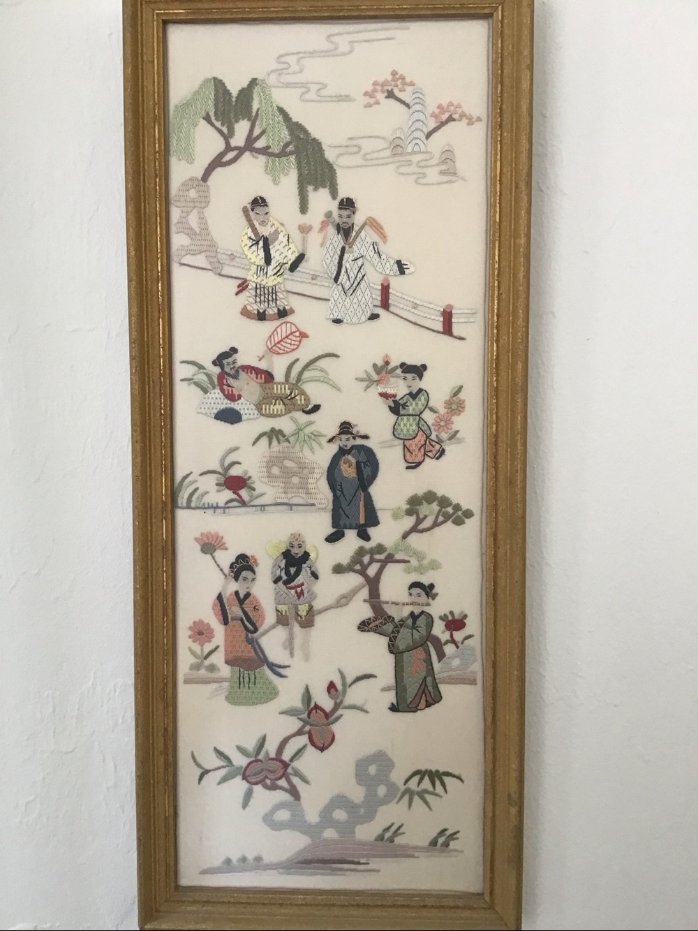 Asian-Inspired Embroidered Wall Art of the eight Daoist immortals